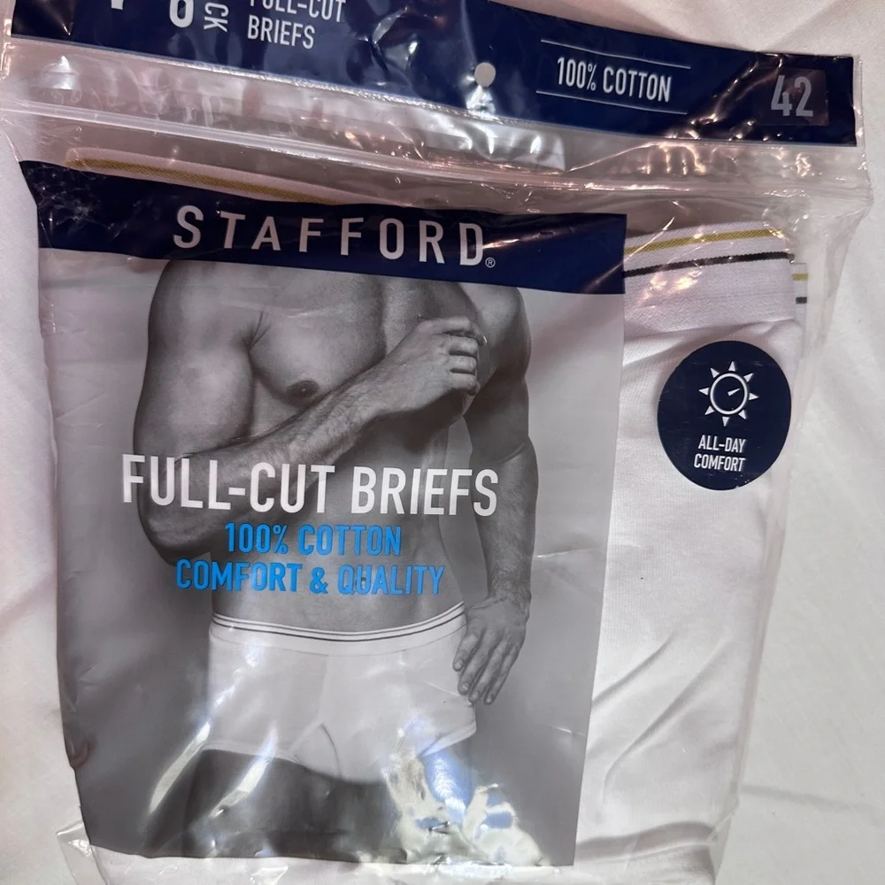 Stafford 6 Men’s White Briefs Premium Comfort Underwear‎ NEW Size 42
